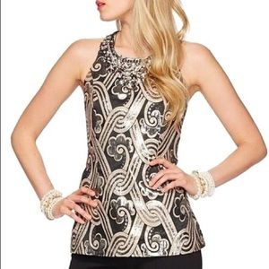 Lilly Puliter Black Gold Metallic Top Sz: 4